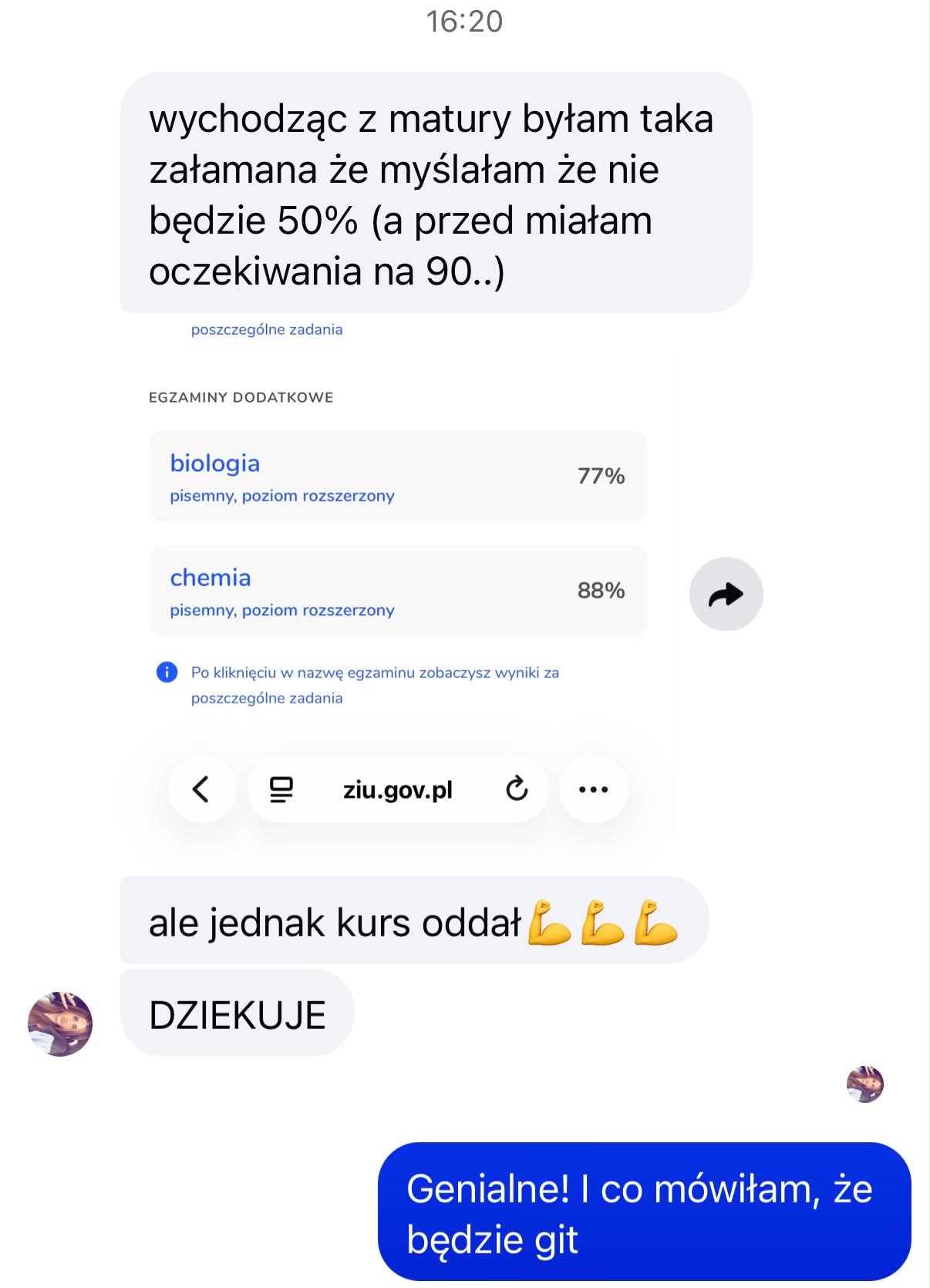 Wynik maturalny ucznia EduTrust